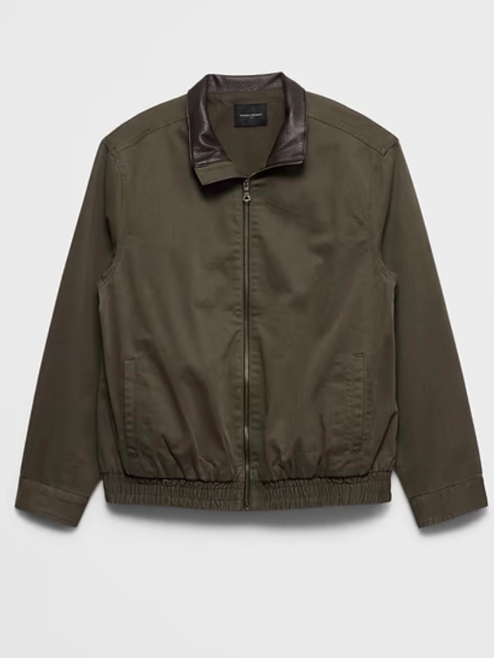 Banana Republic Olive Green Bomber Jacket with Dark Brown Collar